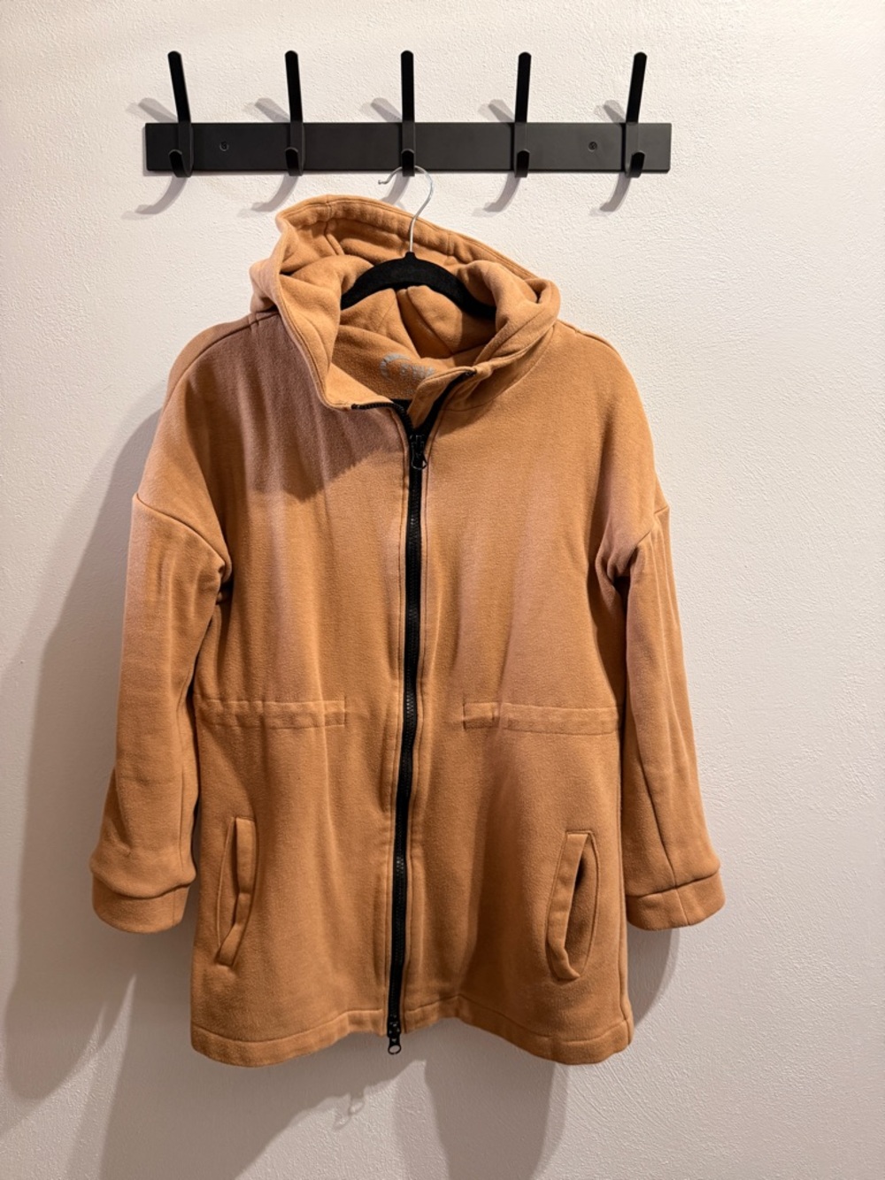 ZYIA Hooded Teddy Jacket in Camel Tan